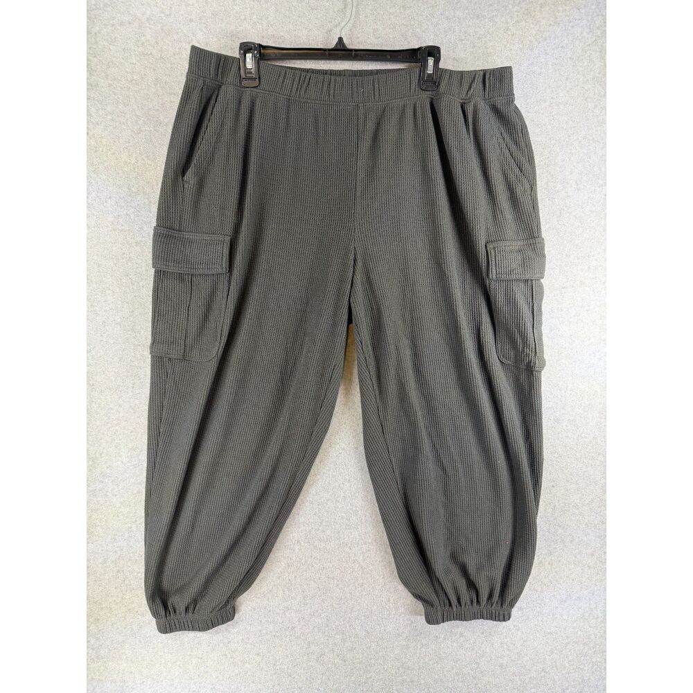 Aerie Women’s XXL Charcoal Gray Waffle Knit Cargo Jogger Pants 3718